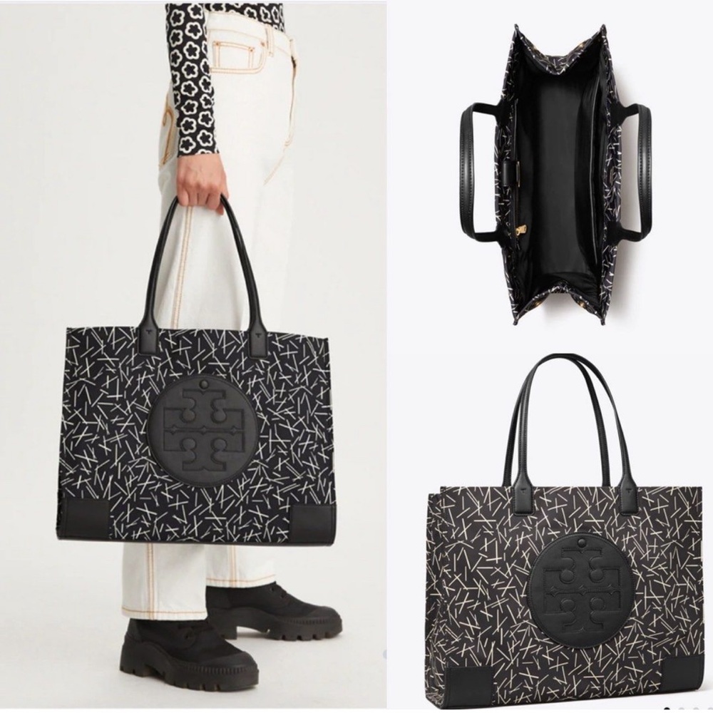 NWT Tory Burch Ella Printed Tote in Matchsticks Pattern - Picture 2 of 9